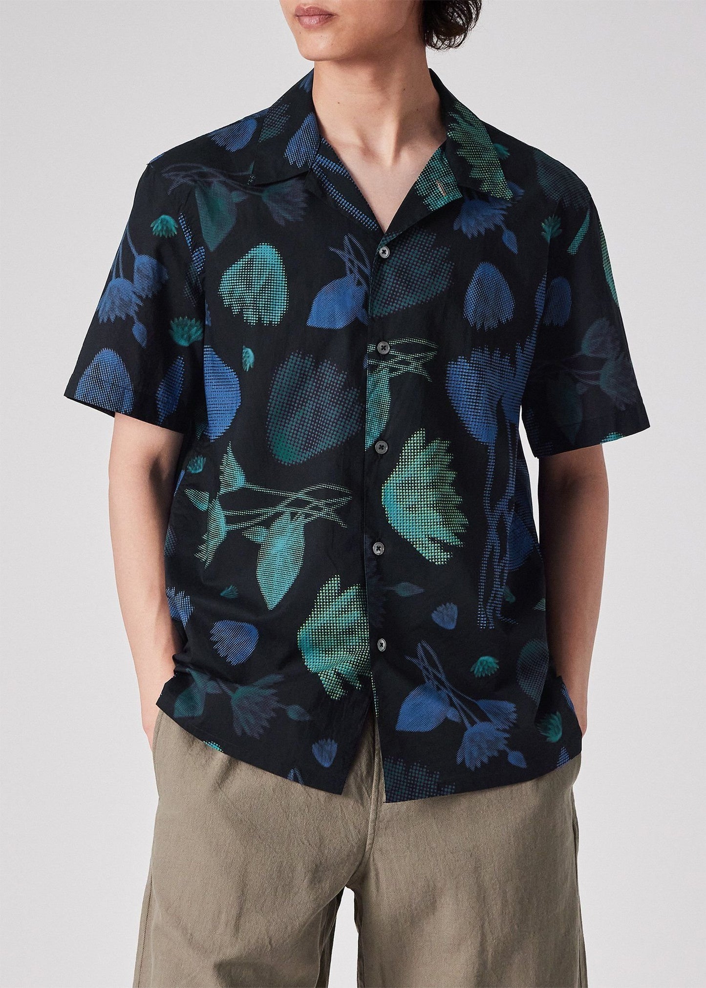 "Half Tone Floral" オープンカラーシャツ