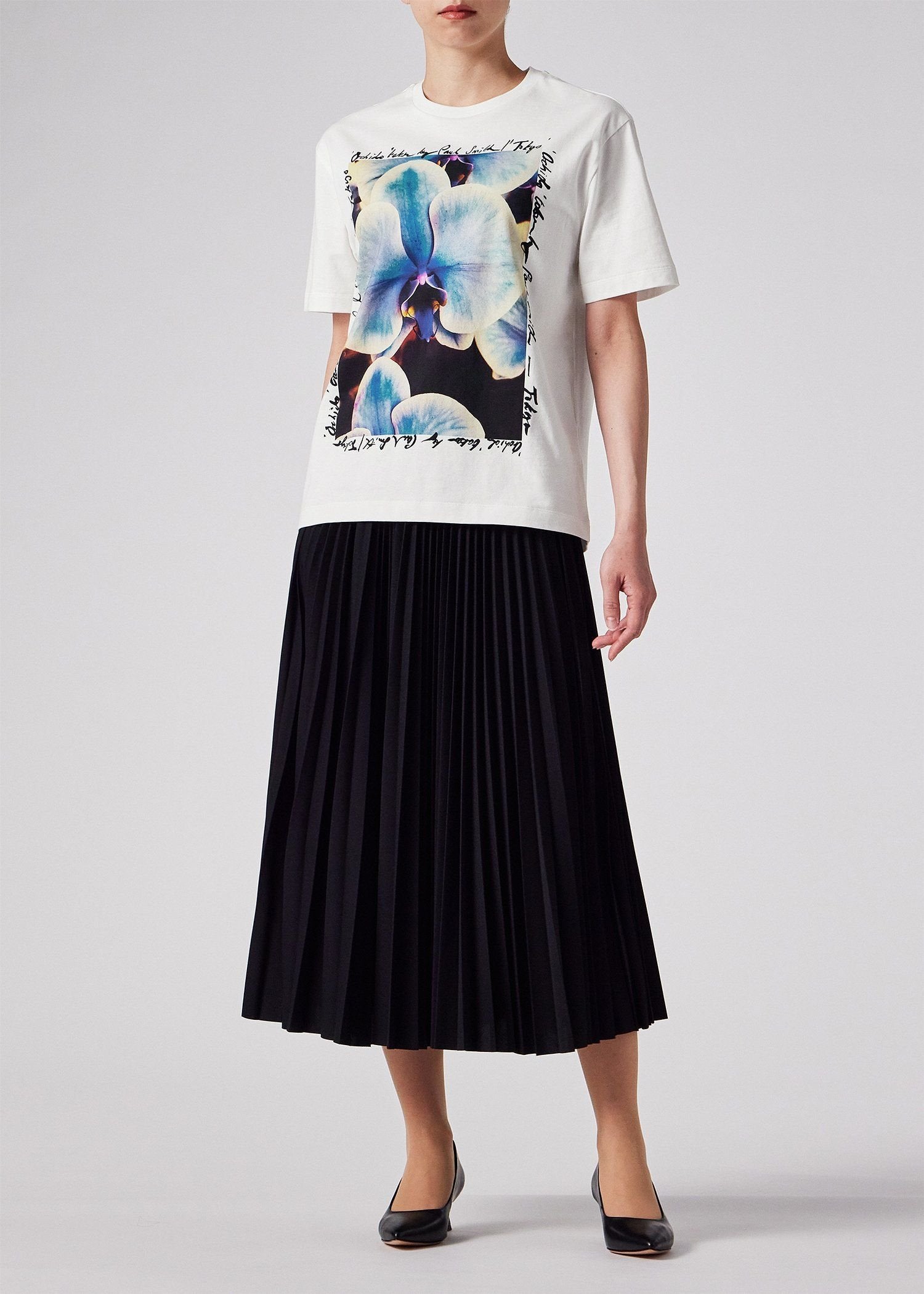 "Orchid" プリント 半袖Tシャツ