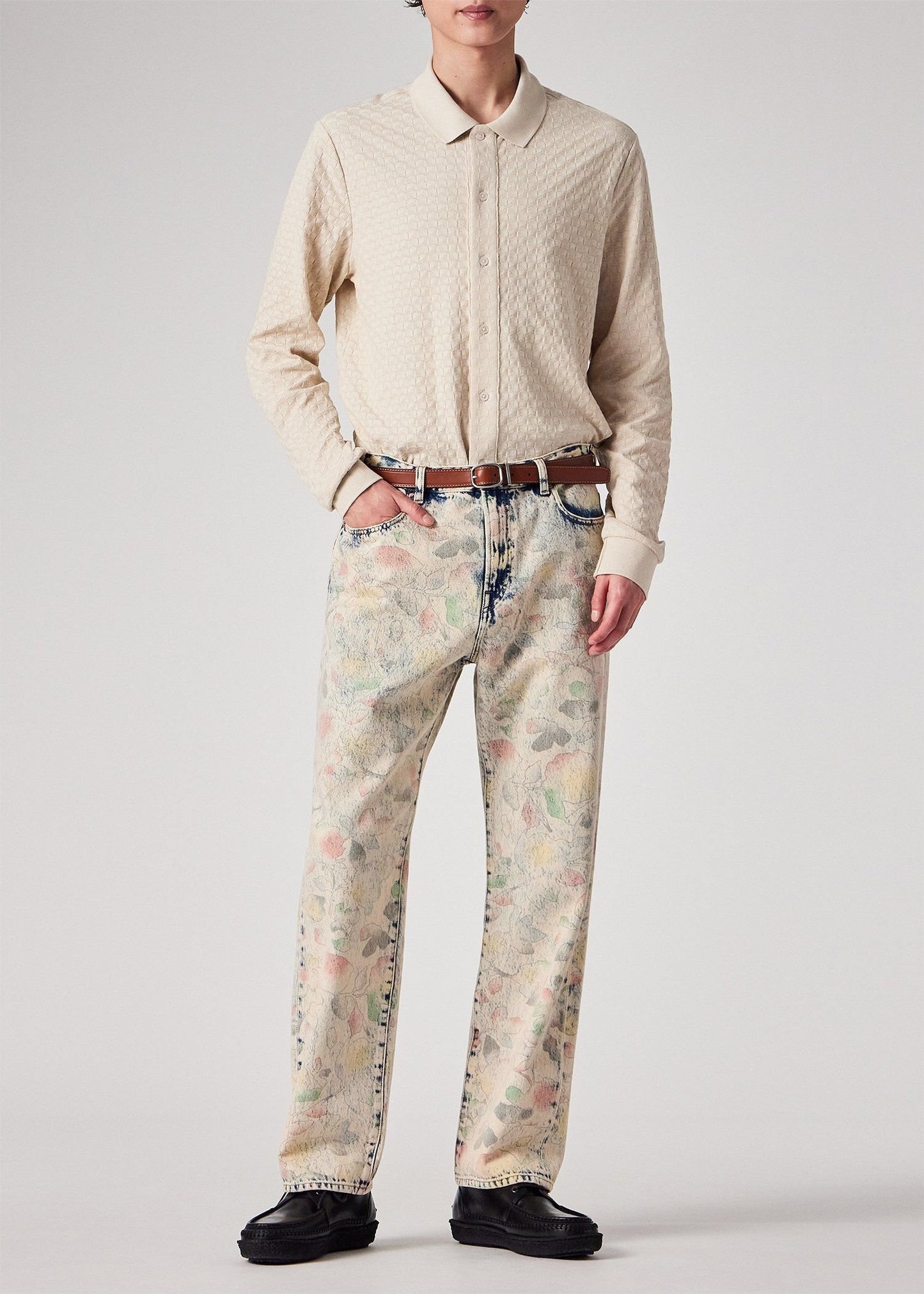 "Bleach Denim Floral" ジーンズ