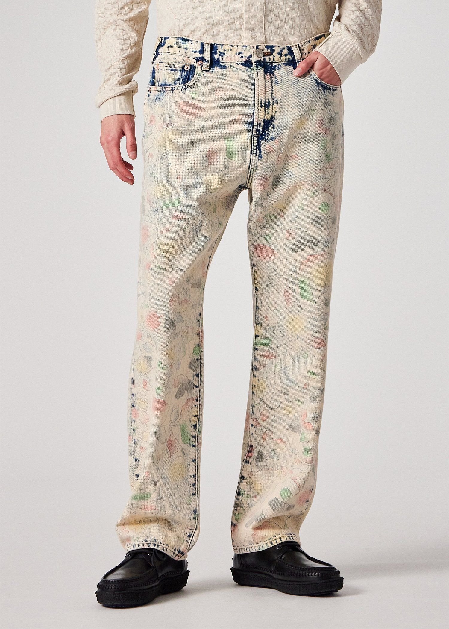 "Bleach Denim Floral" ジーンズ