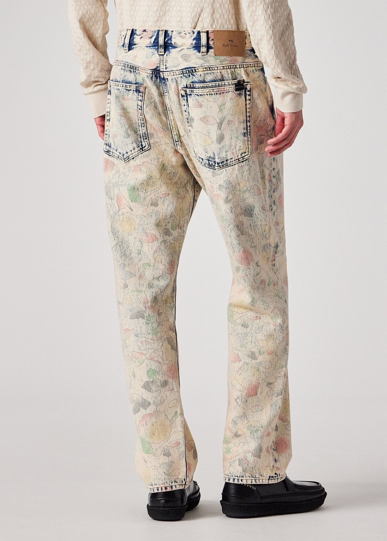 "Bleach Denim Floral" ジーンズ