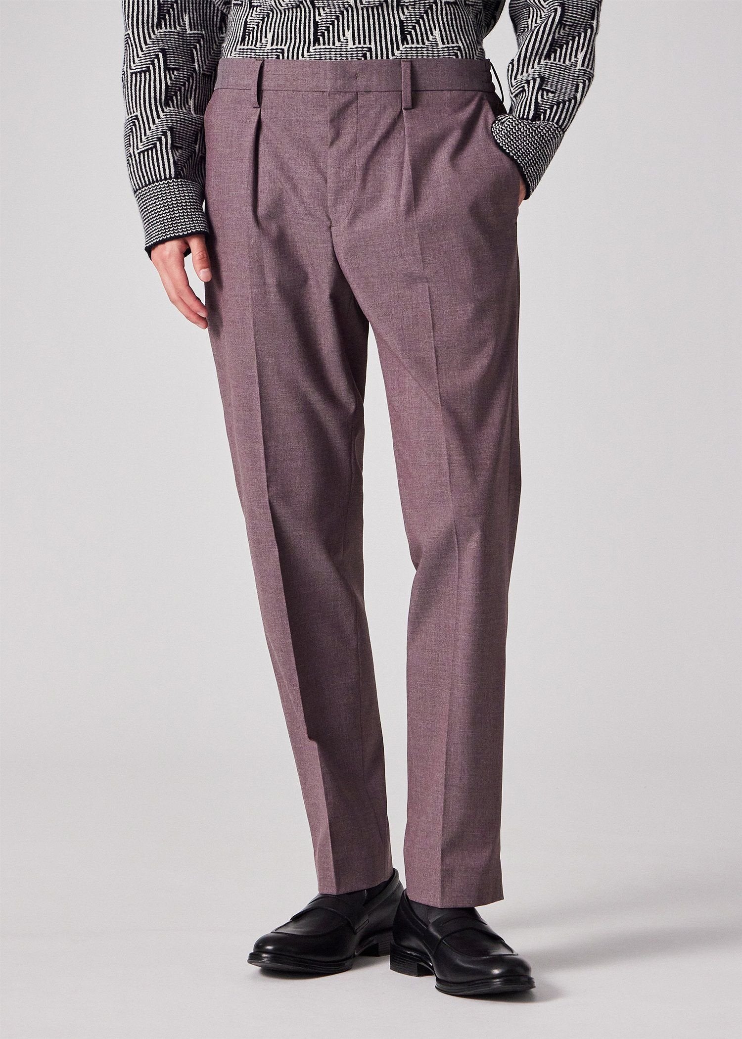 ライトメランジ ワンタック テーパード トラウザーズ