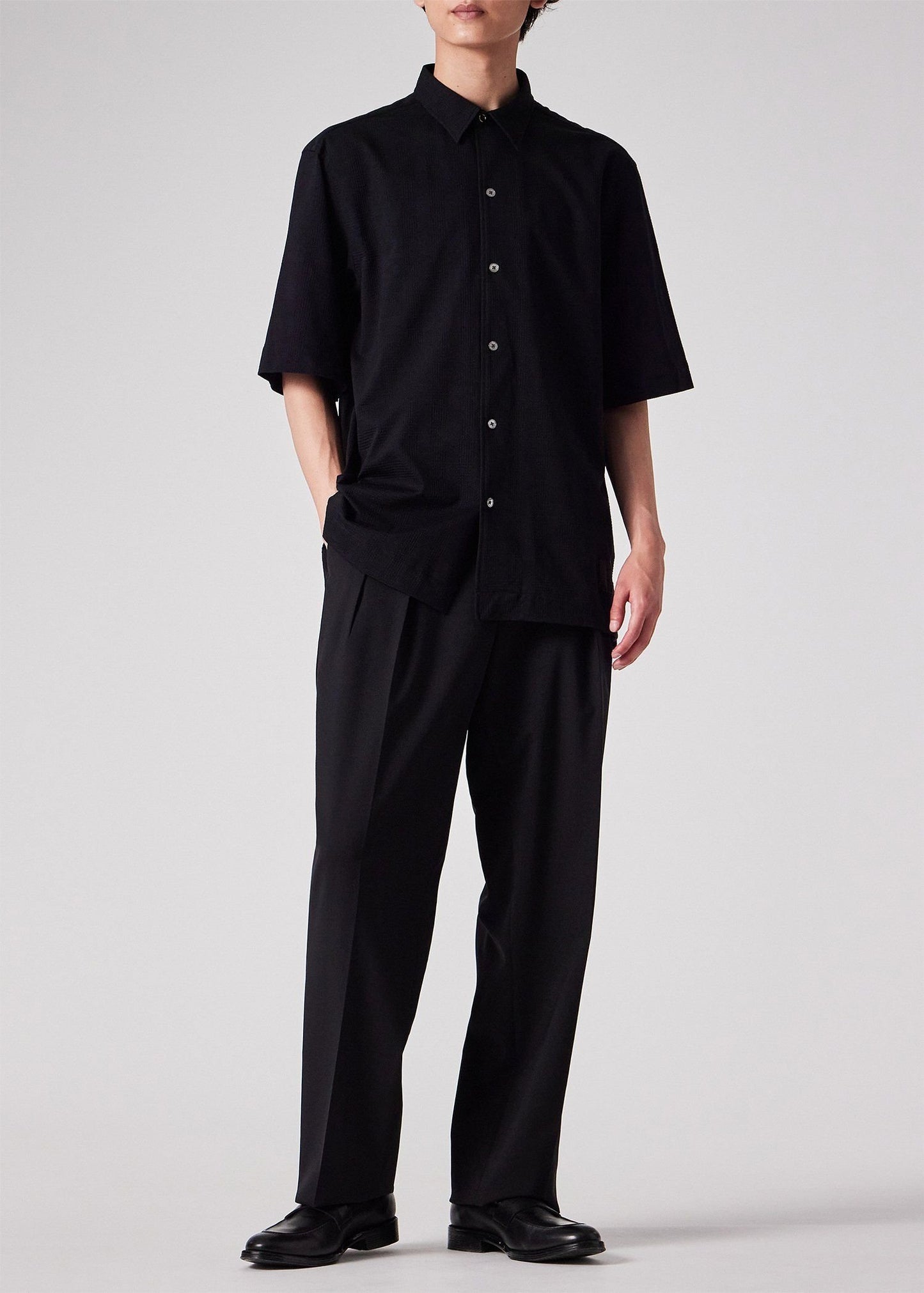 "Cropped Logo" グレンチェックパターン オーバーサイズシャツ