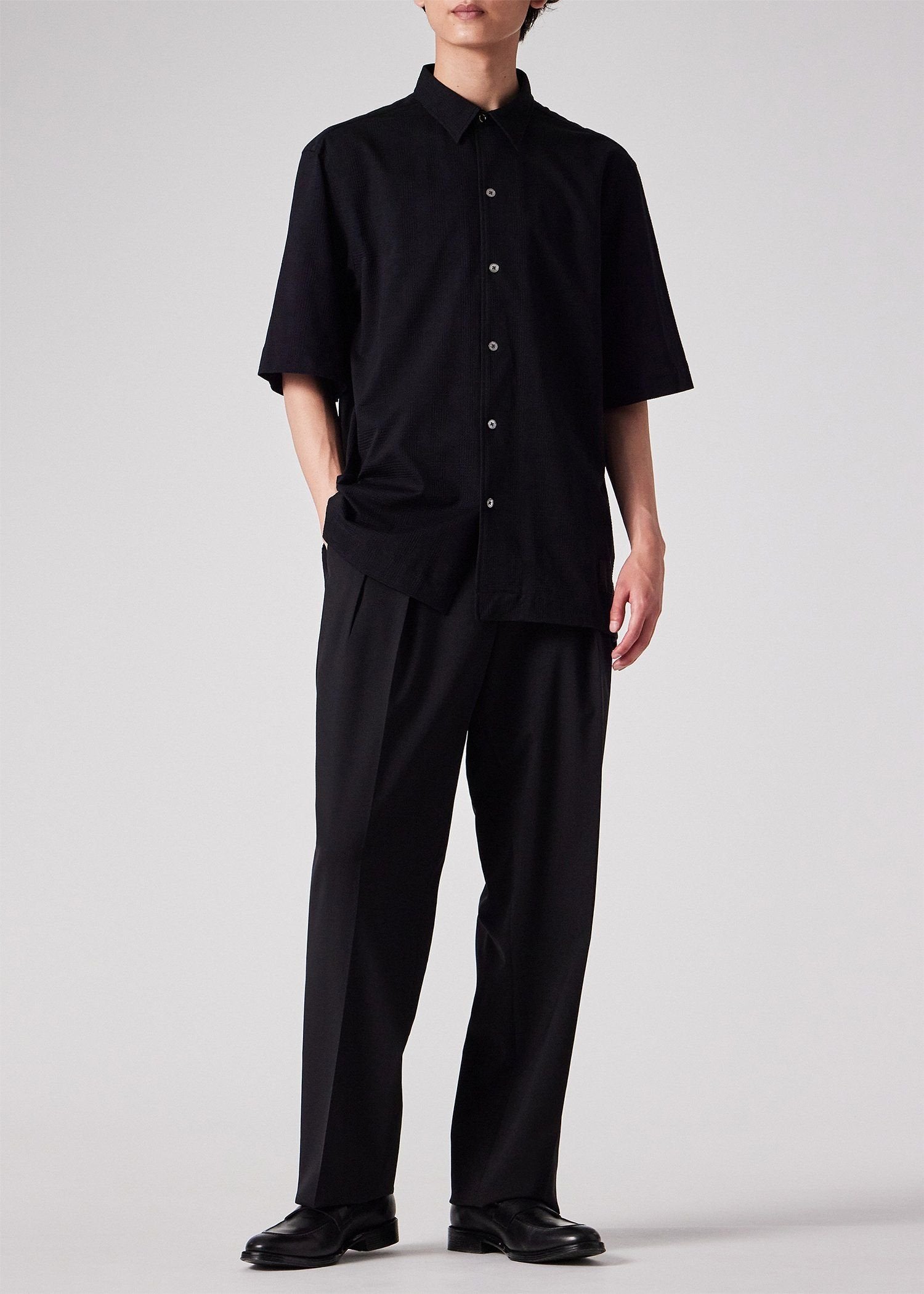 "Cropped Logo" グレンチェックパターン オーバーサイズシャツ