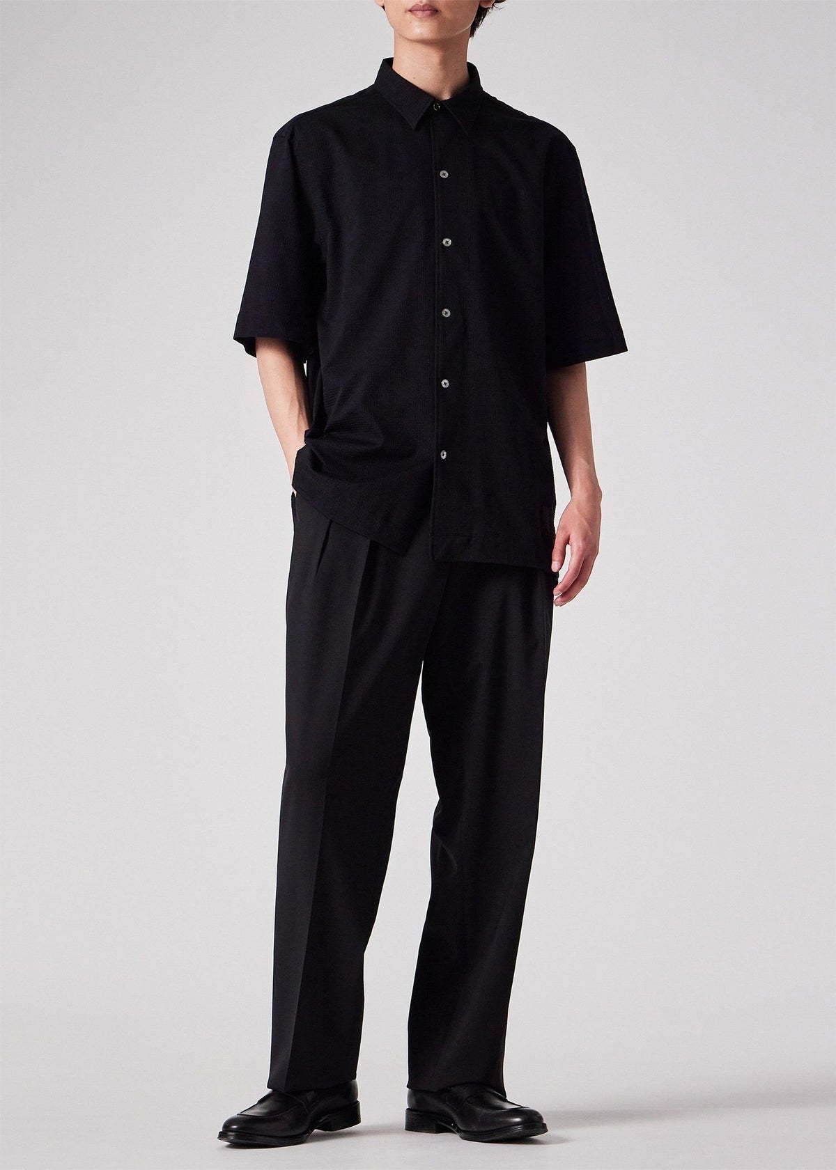 "Cropped Logo" グレンチェックパターン オーバーサイズシャツ