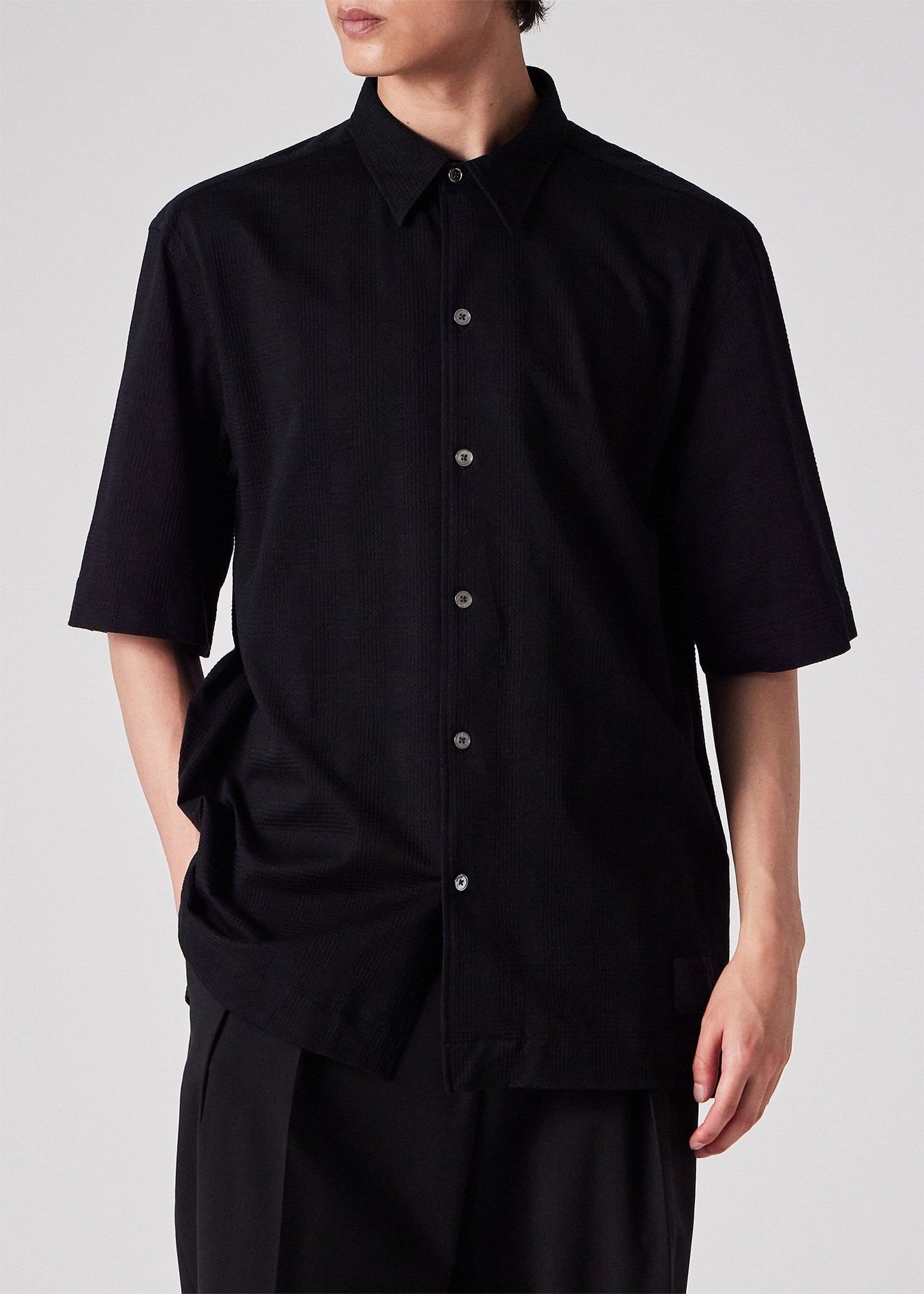 "Cropped Logo" グレンチェックパターン オーバーサイズシャツ