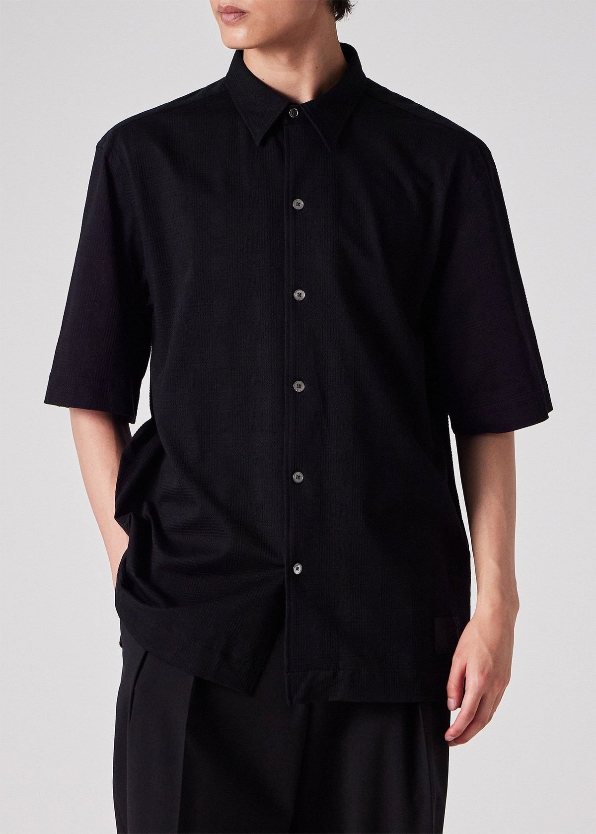 "Cropped Logo" グレンチェックパターン オーバーサイズシャツ